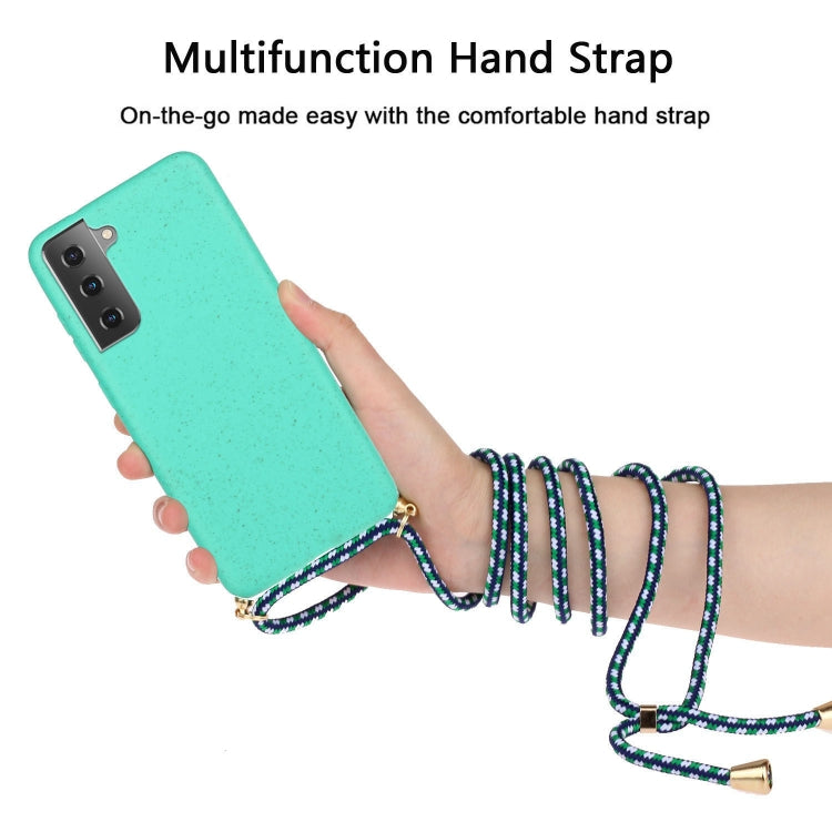 For Samsung Galaxy A15 5G Wheat Straw Material + TPU Phone Case with Lanyard(Green) - Galaxy Phone Cases by buy2fix | Online Shopping UK | buy2fix