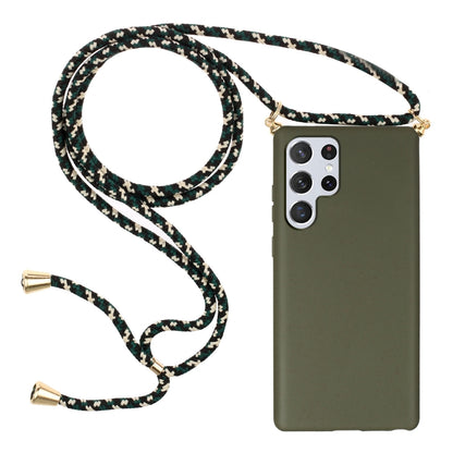 For Samsung Galaxy S24 Ultra 5G Wheat Straw Material + TPU Phone Case with Lanyard(Army Green) - Galaxy S24 Ultra 5G Cases by buy2fix | Online Shopping UK | buy2fix