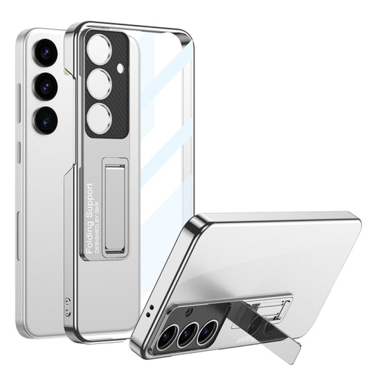 For Samsung Galaxy S24+ 5G GKK Electroplating Full Coverage Protective Phone Case with Holder(Silver) - Galaxy S24+ 5G Cases by GKK | Online Shopping UK | buy2fix