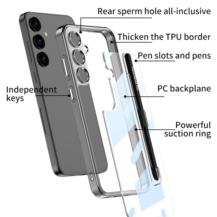 For Samsung Galaxy S24 5G GKK Space Frame Transparent PC + TPU Phone Case with Pen(Transparent Green) - Galaxy S24 5G Cases by GKK | Online Shopping UK | buy2fix