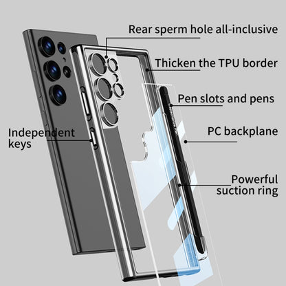 For Samsung Galaxy S24 Ultra 5G GKK Space Frame Transparent PC + TPU Phone Case with Pen(Transparent Black) - Galaxy S24 Ultra 5G Cases by GKK | Online Shopping UK | buy2fix