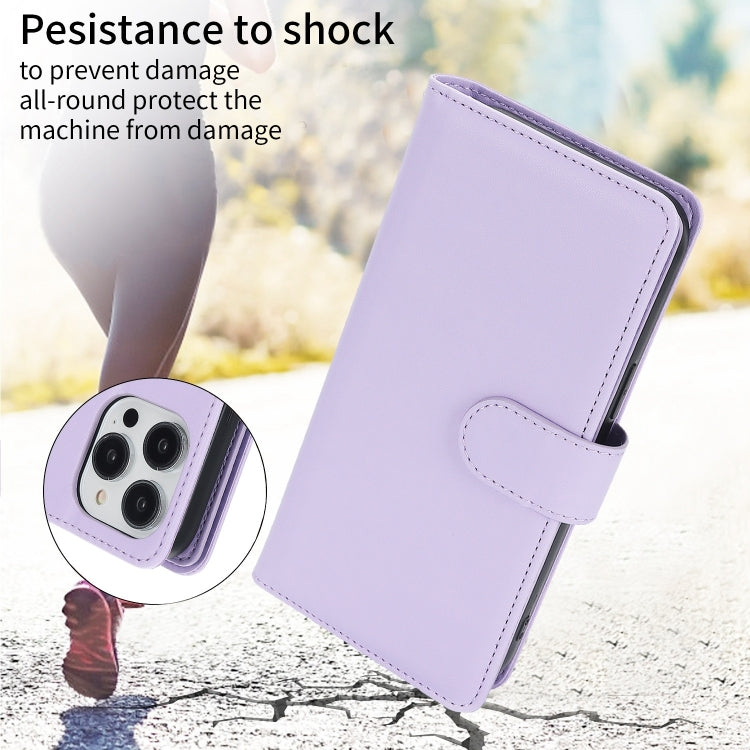 For iPhone 16 Pro Max Multi-Card Wallet RFID Leather Phone Case(Light Purple) - iPhone 16 Pro Max Cases by buy2fix | Online Shopping UK | buy2fix