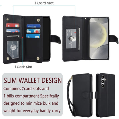 For Samsung Galaxy S24 / S25 5G Multi-Card Wallet RFID Leather Phone Case(Black) - Galaxy S24 5G Cases by buy2fix | Online Shopping UK | buy2fix