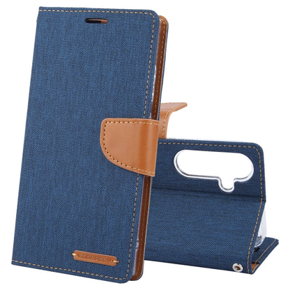 For Samsung Galaxy S24+ 5G GOOSPERY CANVAS DIARY Fabric Texture Flip Leather Phone Case(Navy Blue) - Galaxy S24+ 5G Cases by GOOSPERY | Online Shopping UK | buy2fix