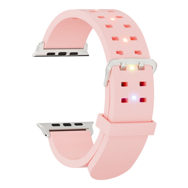 For Apple Watch Series 9 45mm Luminous Colorful Light Silicone Watch Band(Pink) - Watch Bands by buy2fix | Online Shopping UK | buy2fix