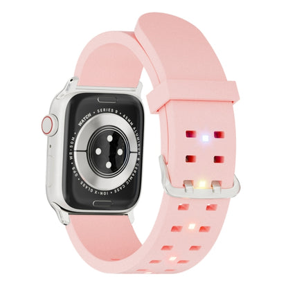 For Apple Watch Series 8 41mm Luminous Colorful Light Silicone Watch Band(Pink) - Watch Bands by buy2fix | Online Shopping UK | buy2fix