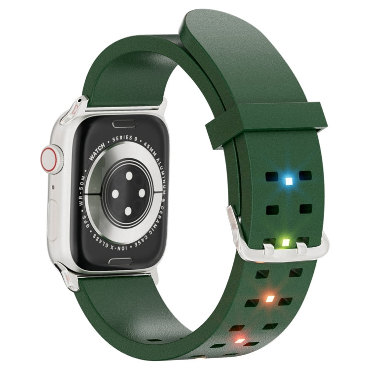 For Apple Watch Series 4 44mm Luminous Colorful Light Silicone Watch Band(Green) - Watch Bands by buy2fix | Online Shopping UK | buy2fix