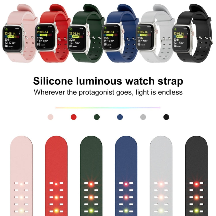 For Apple Watch Series 5 40mm Luminous Colorful Light Silicone Watch Band(Light Grey) - Watch Bands by buy2fix | Online Shopping UK | buy2fix