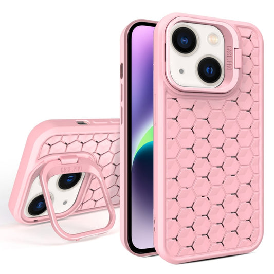 For iPhone 14 Honeycomb Radiating Lens Holder Magsafe Phone Case(Pink) - iPhone 14 Cases by buy2fix | Online Shopping UK | buy2fix