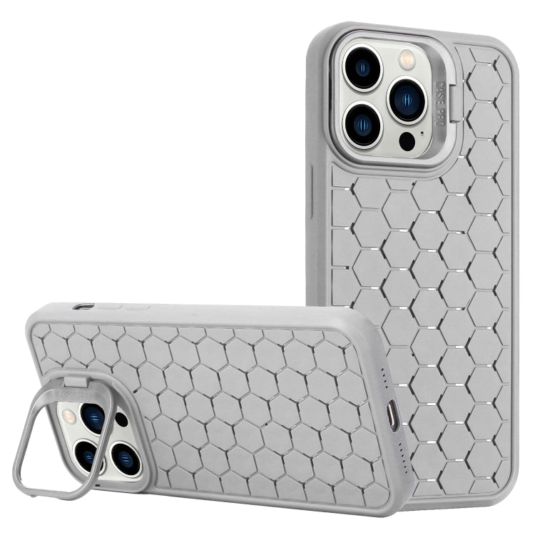 For iPhone 16 Pro Honeycomb Radiating Lens Holder Magsafe Phone Case(Grey) - iPhone 16 Pro Cases by buy2fix | Online Shopping UK | buy2fix