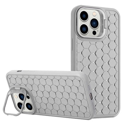 For iPhone 16 Pro Honeycomb Radiating Lens Holder Magsafe Phone Case(Grey) - iPhone 16 Pro Cases by buy2fix | Online Shopping UK | buy2fix