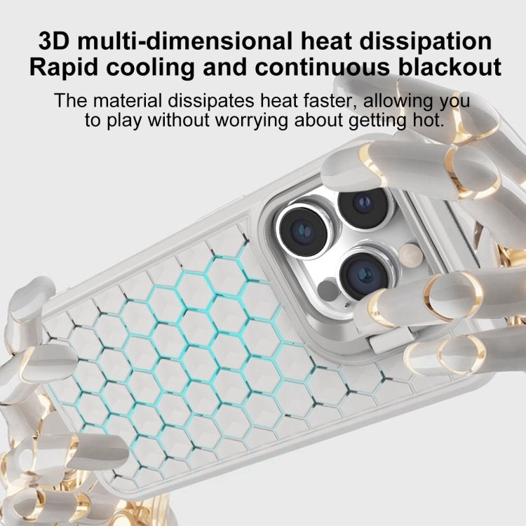 For iPhone 16 Pro Honeycomb Radiating Lens Holder Magsafe Phone Case(Grey) - iPhone 16 Pro Cases by buy2fix | Online Shopping UK | buy2fix