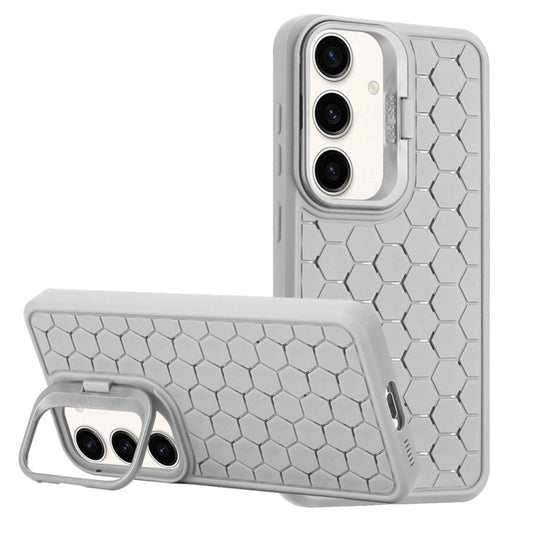 For Samsung Galaxy S24+ 5G Honeycomb Radiating Lens Holder Magsafe Phone Case(Grey) - Galaxy S24+ 5G Cases by buy2fix | Online Shopping UK | buy2fix