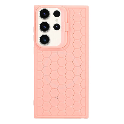 For Samsung Galaxy S23 Ultra 5G Honeycomb Radiating Lens Holder Magsafe Phone Case(Pink) - Galaxy S23 Ultra 5G Cases by buy2fix | Online Shopping UK | buy2fix