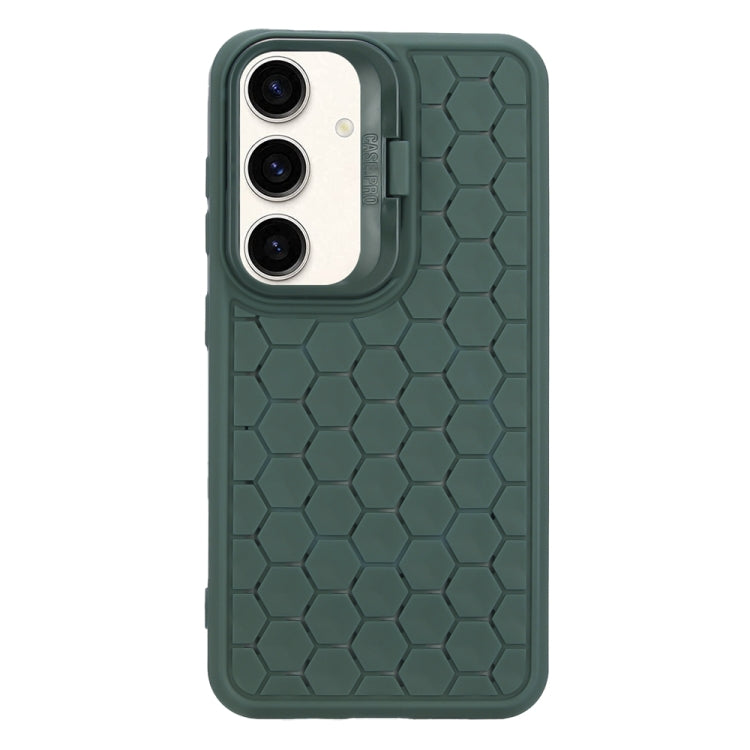 For Samsung Galaxy S23 FE 5G Honeycomb Radiating Lens Holder Magsafe Phone Case(Green) - Galaxy S23 FE 5G Cases by buy2fix | Online Shopping UK | buy2fix