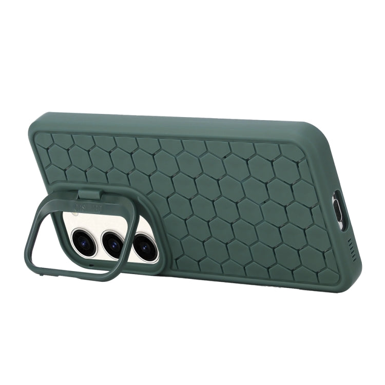 For Samsung Galaxy S23 FE 5G Honeycomb Radiating Lens Holder Magsafe Phone Case(Green) - Galaxy S23 FE 5G Cases by buy2fix | Online Shopping UK | buy2fix