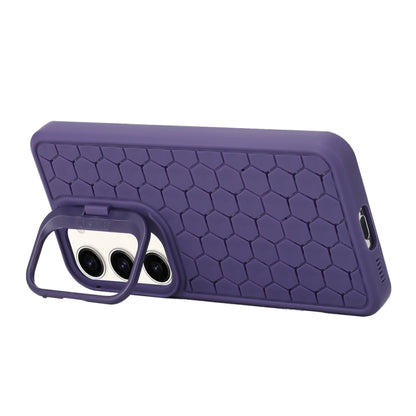 For Samsung Galaxy S23 FE 5G Honeycomb Radiating Lens Holder Magsafe Phone Case(Purple) - Galaxy S23 FE 5G Cases by buy2fix | Online Shopping UK | buy2fix