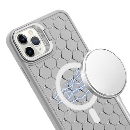 For iPhone 16 Pro Max Honeycomb Radiating Lens Holder Magsafe Phone Case with Lanyard(Grey) - iPhone 16 Pro Max Cases by buy2fix | Online Shopping UK | buy2fix