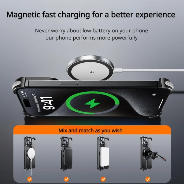 For iPhone 15 Pro MagSafe Magnetic Frameless Holder Phone Case(Black) - iPhone 15 Pro Cases by buy2fix | Online Shopping UK | buy2fix