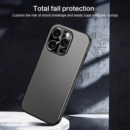 For iPhone 15 R-JUST RJ-61 Electroplating Frosted TPU + PC Phone Case(Grey) - iPhone 15 Cases by R-JUST | Online Shopping UK | buy2fix