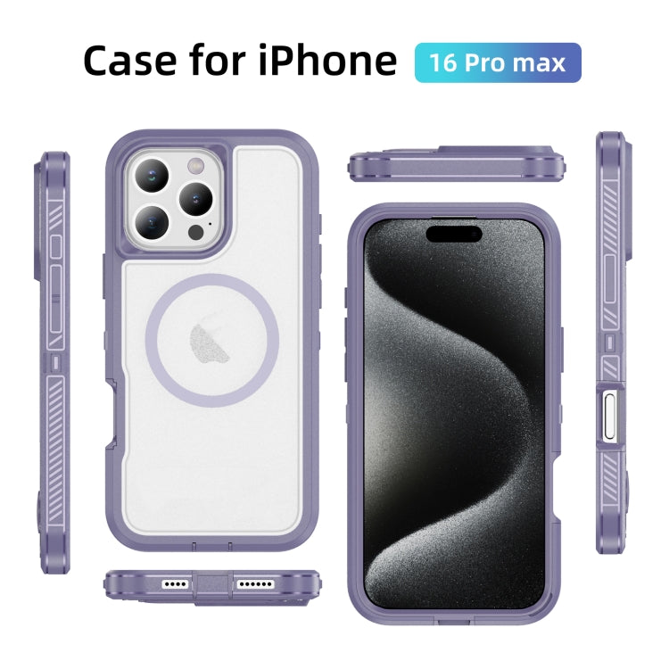 For iPhone 16 Pro Max Guard Magsafe Magnetic Ring Matte Phone Case(Light Purple) - iPhone 16 Pro Max Cases by buy2fix | Online Shopping UK | buy2fix