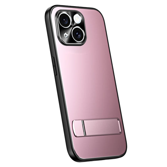 For iPhone 15 R-JUST RJ-61 Electroplating Frosted TPU + PC Phone Case with Holder(Pink) - iPhone 15 Cases by R-JUST | Online Shopping UK | buy2fix