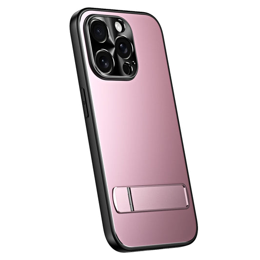 For iPhone 15 Pro R-JUST RJ-61 Electroplating Frosted TPU + PC Phone Case with Holder(Pink) - iPhone 15 Pro Cases by R-JUST | Online Shopping UK | buy2fix