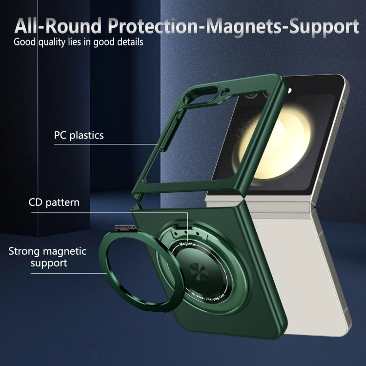 For Samsung Galaxy Z Flip4 5G 360 Degree Rotating Holder MagSafe PC Full Coverage Shockproof Phone Case(Green) - Galaxy Z Flip4 5G Cases by buy2fix | Online Shopping UK | buy2fix