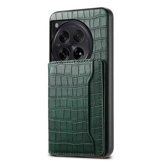 For OnePlus 12 Crocodile Texture Card Bag Design Full Coverage Phone Case(Green) - OnePlus Cases by buy2fix | Online Shopping UK | buy2fix