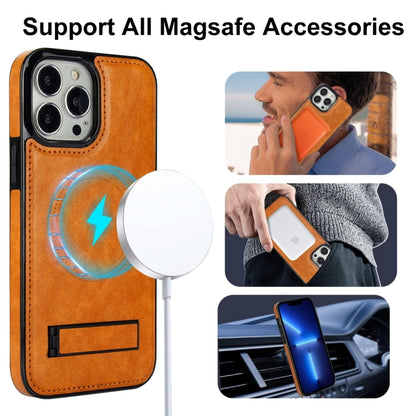 For iPhone 13 Pro Retro Leather Invisible Stand MagSafe Phone Case(Yellow) - iPhone 13 Pro Cases by buy2fix | Online Shopping UK | buy2fix