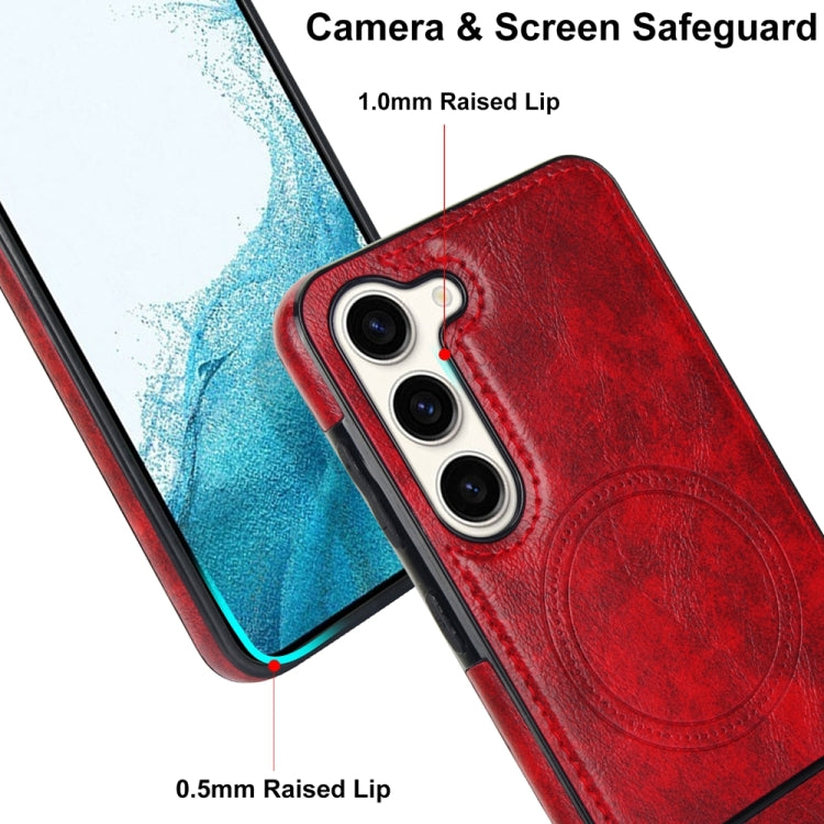For Samsung Galaxy S23 5G Retro Leather Invisible Stand MagSafe Phone Case(Red) - Galaxy S23 5G Cases by buy2fix | Online Shopping UK | buy2fix
