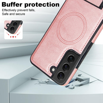 For Samsung Galaxy S22 5G Retro Leather Invisible Stand MagSafe Phone Case(Rose Gold) - Galaxy S22 5G Cases by buy2fix | Online Shopping UK | buy2fix
