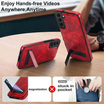 For Samsung Galaxy S22+ 5G Retro Leather Invisible Stand MagSafe Phone Case(Red) - Galaxy S22+ 5G Cases by buy2fix | Online Shopping UK | buy2fix