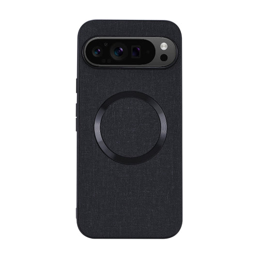 For Google Pixel 9 CD Magnetic Ring Cloth Texture PU Phone Case(Black) - Google Cases by buy2fix | Online Shopping UK | buy2fix