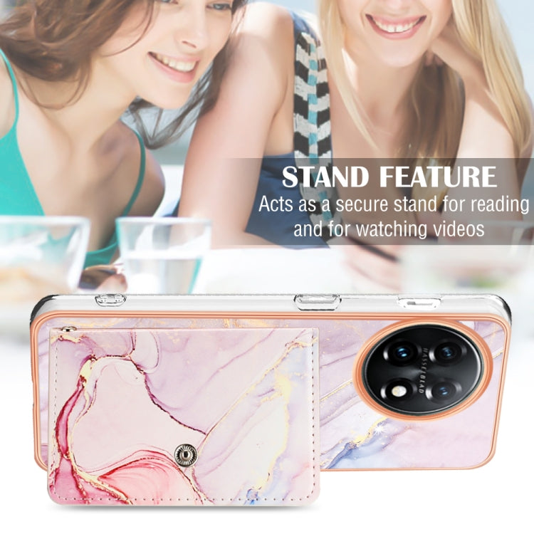 For OnePlus 11 Marble Pattern IMD Card Slot Phone Case(Rose Gold) - OnePlus Cases by buy2fix | Online Shopping UK | buy2fix