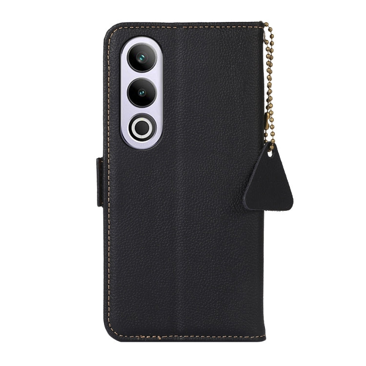 For OnePlus CE4 5G Global Side-Magnetic TJ Genuine Leather RFID Phone Case(Black) - OnePlus Cases by buy2fix | Online Shopping UK | buy2fix