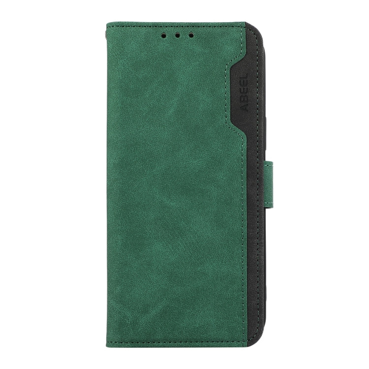 For iPhone 16 Plus ABEEL Color Block Magnetic RFID Leather Phone Case(Green-Black) - iPhone 16 Plus Cases by buy2fix | Online Shopping UK | buy2fix