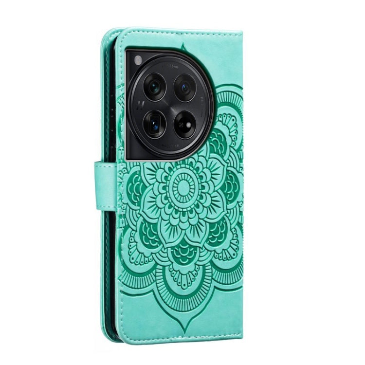 For OnePlus 12 Sun Mandala Embossing Pattern Phone Leather Case(Green) - OnePlus Cases by buy2fix | Online Shopping UK | buy2fix