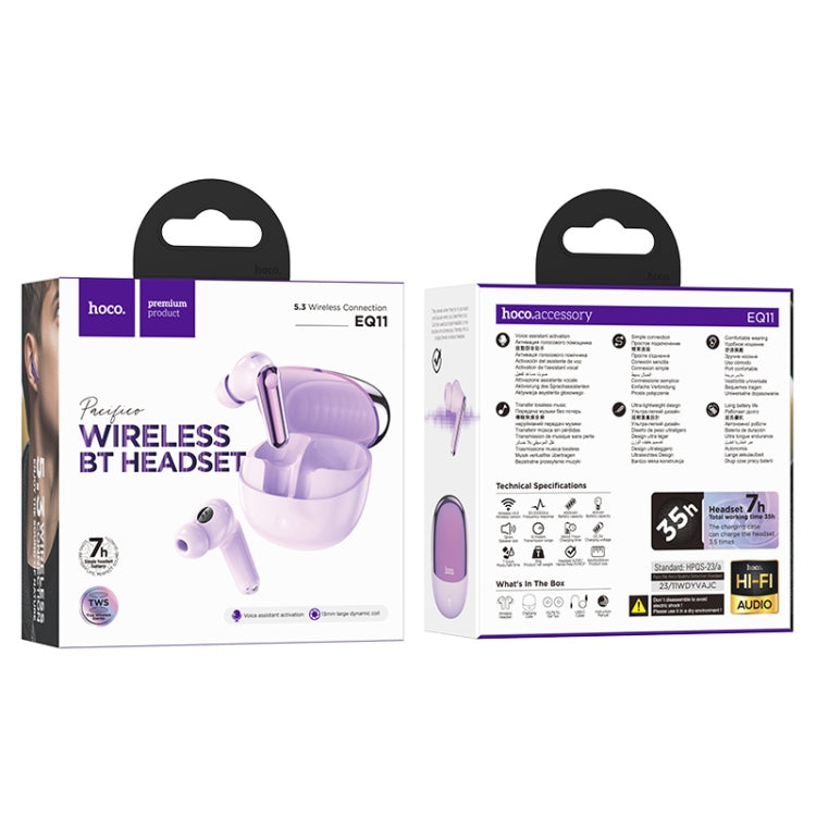 hoco EQ11 True Wireless Bluetooth Earphone(Purple) - Bluetooth Earphone by hoco | Online Shopping UK | buy2fix