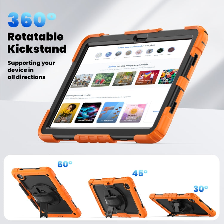 For Lenovo Tab M11 /Xiaoxin Pad 2024 Silicone Hybrid PC Tablet Case with Shoulder Strap(Orange) - Lenovo by buy2fix | Online Shopping UK | buy2fix