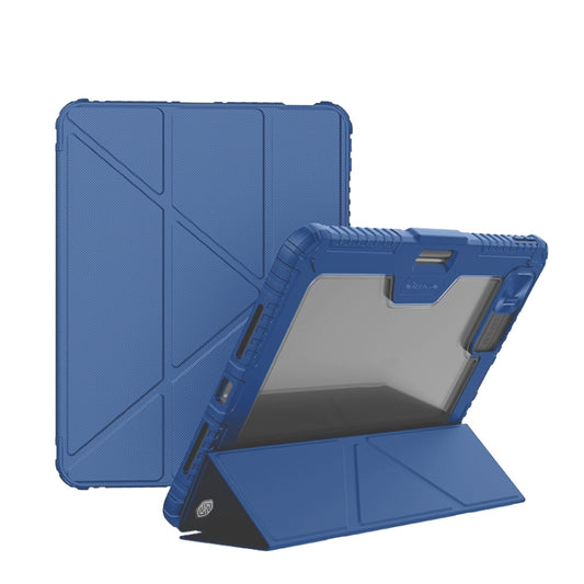 For iPad Pro 11 2024 NILLKIN Bumper Pro Multi-angle Folding Style Tablet Leather Case(Blue) - More iPad Cases by NILLKIN | Online Shopping UK | buy2fix