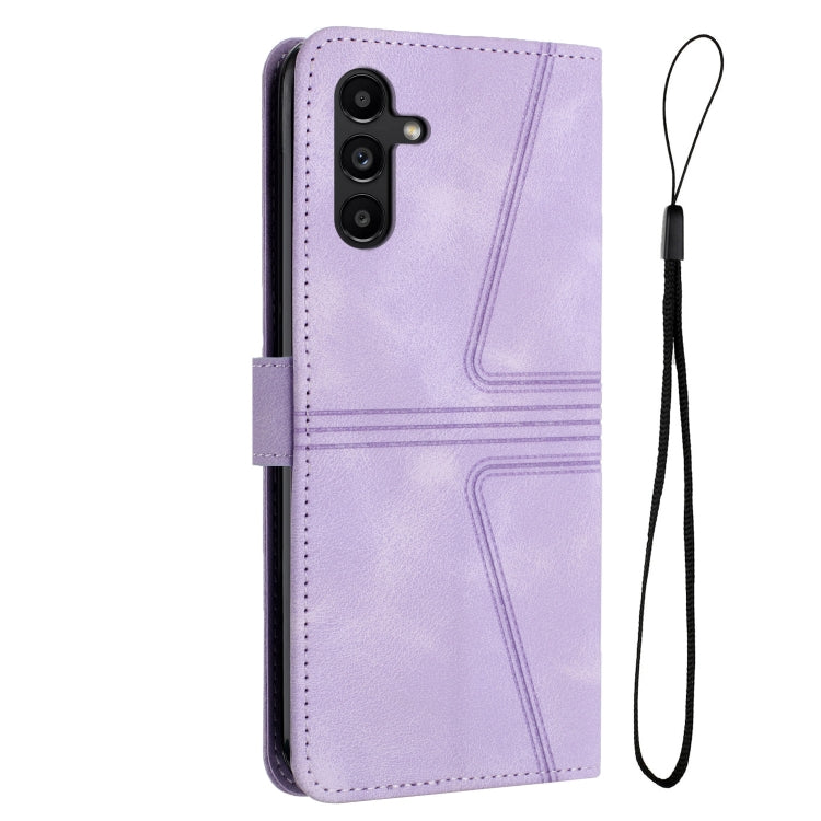 For Samsung Galaxy S24+ 5G Triangle Solid Color Leather Phone Case(Purple) - Galaxy S24+ 5G Cases by buy2fix | Online Shopping UK | buy2fix