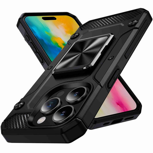 For iPhone 16 Pro Max Shockproof Metal Holder Phone Case(Black) - iPhone 16 Pro Max Cases by buy2fix | Online Shopping UK | buy2fix