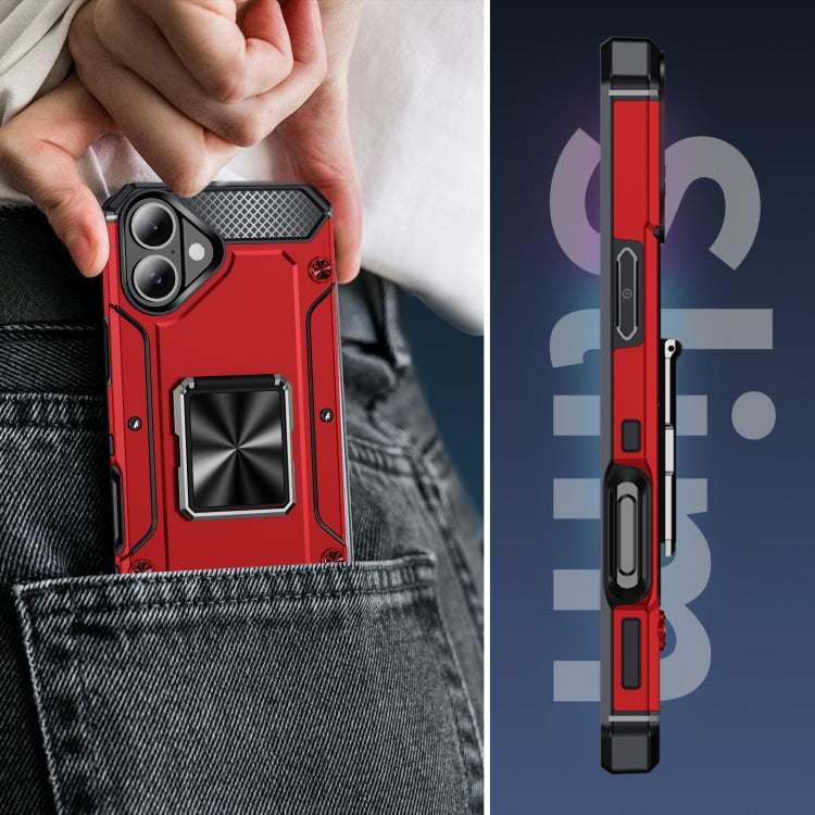 For iPhone 16 Pro Shockproof Metal Holder Phone Case(Red) - iPhone 16 Pro Cases by buy2fix | Online Shopping UK | buy2fix