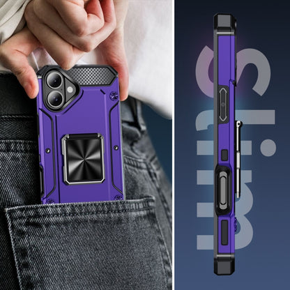 For iPhone 16 Pro Shockproof Metal Holder Phone Case(Purple) - iPhone 16 Pro Cases by buy2fix | Online Shopping UK | buy2fix