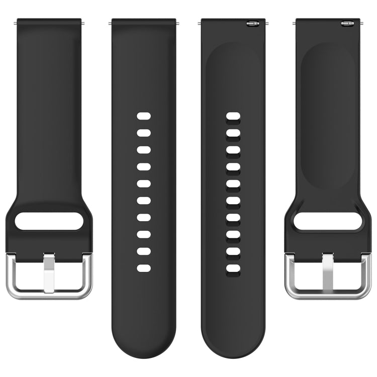 For CMF Watch Pro D395 22mm Solid Color Silver Buckle Silicone Watch Band, Size:S(Black) - Watch Bands by buy2fix | Online Shopping UK | buy2fix