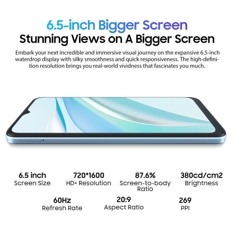 [HK Warehouse] Blackview WAVE 6C, 2GB+32GB, 6.5 inch Android 13 Unisoc SC9863A Octa Core up to 1.6GHz, Network: 4G, OTG(Blue) - Blackview by Blackview | Online Shopping UK | buy2fix