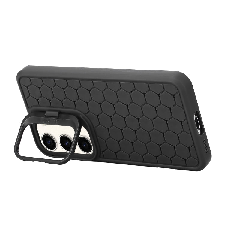 For Samsung Galaxy S24+ 5G Honeycomb Radiating Lens Holder TPU Phone Case(Black) - Galaxy S24+ 5G Cases by buy2fix | Online Shopping UK | buy2fix