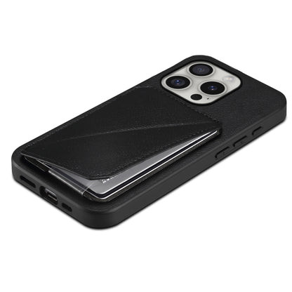 For iPhone 16 Pro D04 Calf Texture Dual Card Slot Holder Phone Case(Black) - iPhone 16 Pro Cases by buy2fix | Online Shopping UK | buy2fix