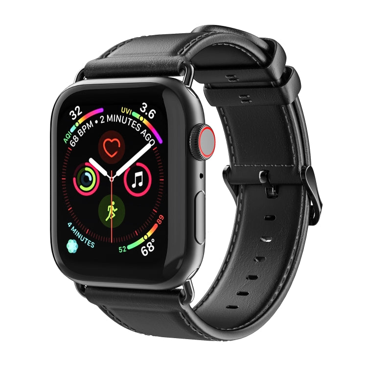 For Apple Watch SE 2023 40mm DUX DUCIS Business Genuine Leather Watch Strap(Black) - Watch Bands by DUX DUCIS | Online Shopping UK | buy2fix